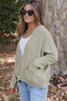 Buttons Front Pocketed Sweater Cardigan