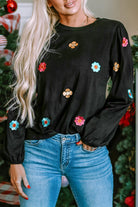 Floral Embroidered Puff Sleeve Top