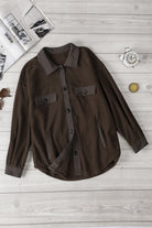 Brown Turn Down Collar Buttoned Shirt Jacket