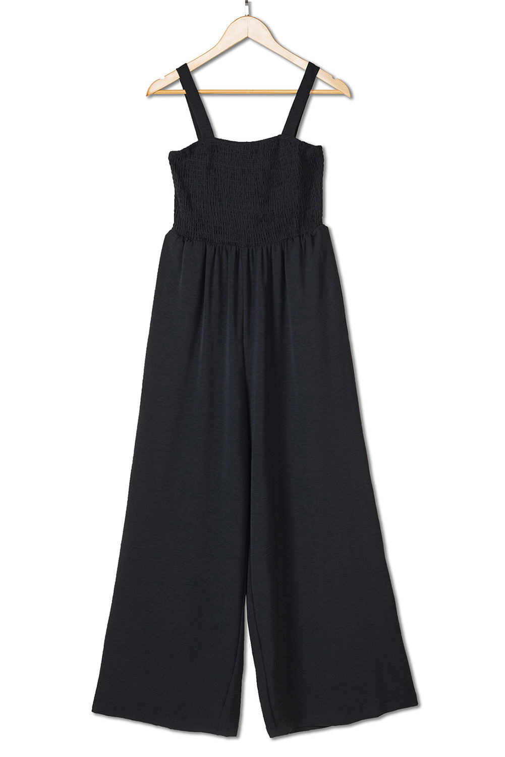 Smocked Sleeveless Wide Leg Jumpsuit with Pockets