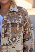 Aztec Print Flap Pocket Button-up Jacket