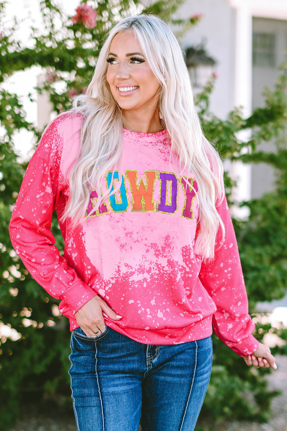 HOWDY Graphic Western Tie Dye Sweatshirt